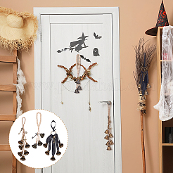 3Pcs Jute Cord & Polyester Ribbon & Wood Bead Hanging Ornaments&nbsp;HJEW-OC00363