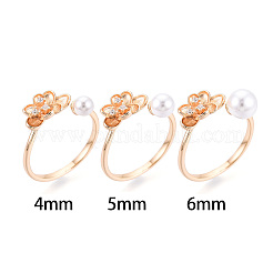 Flower Brass Micro Pave Clear Cubic Zirconia Cuff Ring Settings&nbsp;KK-T076-79G