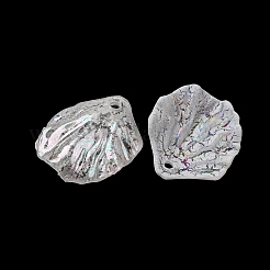 ベーキングペイントアクリルパーツ  UVメッキ  葉のチャーム  ホワイト  19x17x2mm  穴：1.6mm&nbsp;AC-CBA1E6C-07D