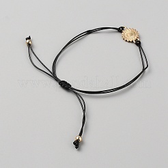 2Pcs Alloy Sunflower Link Bracelets Set&nbsp;BJEW-WH0012-28G-01