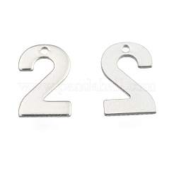 変色しにくい201ステンレススチールの数字チャーム  混成  11x5.5~8x0.5mm  穴：1mm&nbsp;STAS-S035-M