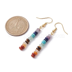 Natural & Synthetic Mixed Gemstone Rondelle Beaded Dangle Earrings&nbsp;EJEW-JE05613-01