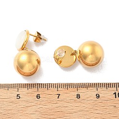 304ステンレススチールスタッドピアス  ラウンド  ガラスと  ゴールドカラー  15x14mm&nbsp;EJEW-D319-14G