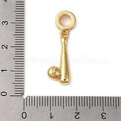 Rack Plating Brass Micro Pave Clear Cubic Zirconia European Dangle Charms&nbsp;LS-KK-P279-16G