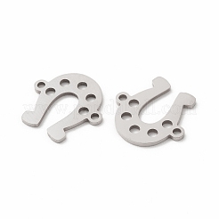 変色しない201ステンレススチールコネクタチャーム  中空の馬の靴のリンク  ステンレス鋼色  14.5x14.5x1mm  穴：1.4mm&nbsp;STAS-K251-084P