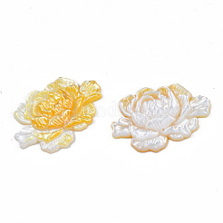 ナチュラルイエローシェルリンクコネクター  花  22~23x32~33x4mm  穴：0.9mm&nbsp;SSHEL-S258-103B