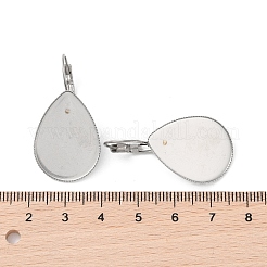 変色しない304ステンレススチールフレンチフックピアス金具  ティアドロップ  ステンレス鋼色  35.5x18.5mm&nbsp;STAS-K278-05B-P