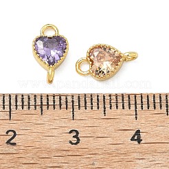 Brass Pave Cubic Zirconia Connector Charms&nbsp;KK-L264-14G