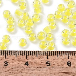 ガラス玉  色の内側  丸い穴  ラウンド  きいろ  4x3mm  穴：1.4mm  7650個/ポンド&nbsp;SEED-H002-J-A703