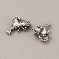 合金カボション  ネイルアートの装飾の付属品  溶ける心  アンティークシルバー  9x7x2.5mm&nbsp;MRMJ-WH0086-10AS
