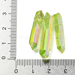 電気メッキされた天然の水晶が目盛り付きビーズ連売り  ナゲット  トップ掘削  21~43x5~13mm  穴：1mm  3個/セット&nbsp;G-P315-A18