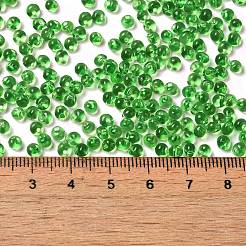 透明な色のガラスシードビーズ  フリンジティアドロップビーズ  グリーン  6/0  4~4.5x3~3.5x4~4.5mm  穴：1~1.2mm  約5625個/ポンド&nbsp;SEED-P006-02A-07