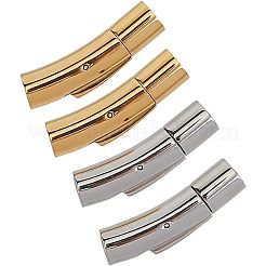 チューブ 304 ステンレススチール バヨネット留め金  ジュエリーパーツ  コラム  ゴールデン·ステンレス鋼色  28x7x7.5mm  穴：5mm  2色  2セット / カラー  4セット /箱&nbsp;STAS-UN0001-92