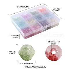 2400色のフロストガラスビーズ12個  双円錐形  金箔  多面カット  ミックスカラー  4.5x3.5mm  穴：1mm  200個/カラー&nbsp;FGLA-FS0001-02
