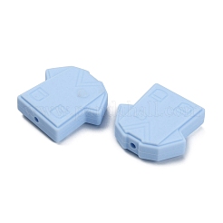 食品グレードの環境に優しいシリコーンビーズ  男性ナース服  ライトスカイブルー  26x26.5x8mm  穴：2.5mm&nbsp;LS-FIND-WH0125-18G