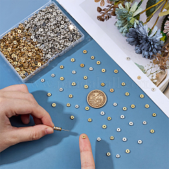 2000個2色ccbプラスチックスペーサービーズ  フラットラウンド  プラチナ＆ライトゴールド  5x1.5mm  穴：1.2mm  1000個/カラー&nbsp;CCB-PH0001-31