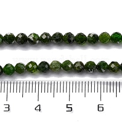 天然の透輝石ビーズ連売り  多面カット  ラウンド  4mm  穴：0.7mm  約90~95個/連  15~15.08''（38.1~38.3センチメートル）&nbsp;X-G-G188-B14-02