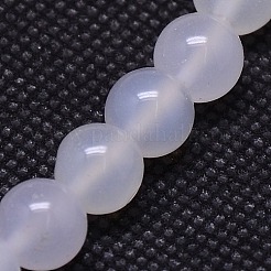 天然石瑪瑙ラウンドビーズ連売り  染め  ホワイト  8mm  穴：1mm  約48個/連  15.55インチ&nbsp;G-L086-8mm-21