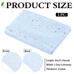 2mの星柄ポリエステル金箔押し生地  服装アクセサリー  ライトブルー  1500x0.2mm&nbsp;AJEW-WH0061-035C