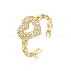 Cubic Zirconia Heart Open Cuff Ring&nbsp;LS-RJEW-N035-110