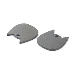 304ステンレススチールレーザーカットペンダント  空白タグのスタンプ  猫の頭  ガンメタ色  19x19x1.5mm  穴：2mm&nbsp;STAS-P283-03A-B