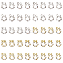 40Pcs 2 Colors Christmas Wreath Alloy Rhinestone Cabochons&nbsp;MRMJ-CA0001-49