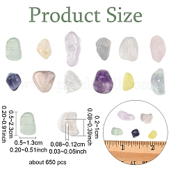 5 Strands 5 Styles Natural Fluorite & Quartz Crystal & Rose Quartz & Amethyst Chip Beads Strands&nbsp;G-YW0002-74