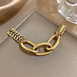 Hip-hop 304 Stainless Steel Cuban Link & 201 Stainless Steel Cable Chain Bracelets for Women&nbsp;FS-WG3DCDD-01