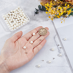 100袋 ABSプラスチック製模造真珠リベットスタッド  鉄パーツ  ホワイト  8mm  パーツ：4x5mm&nbsp;DIY-GF0013-39