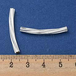 真鍮製チューブビーズ  鉛フリー＆カドミウムフリー  銀  30x3x3mm  穴：1.5x1.5mm&nbsp;KK-Z045-02A-S