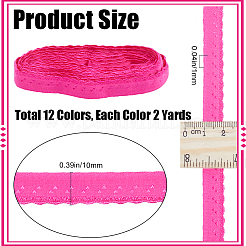 24ヤード 12色 チンロン波型エッジゴムバンド  フラット  服飾材料  ミックスカラー  10x1mm  2ヤード/カラー&nbsp;EC-GF0001-42