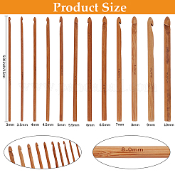 炭化竹編み針24本  かぎ針編み針  サドルブラウン  15cm&nbsp;TOOL-CL0001-10