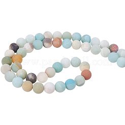 Frosted Natural Flower Amazonite Bead Strands&nbsp;G-PH0028-8mm-03