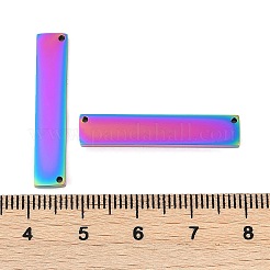 イオンプレーティング（IP）304ステンレス鋼リンクコネクター  鏡面研磨仕上げ  長方形  空白タグのスタンプ  虹色  30x6x2mm  穴：1mm&nbsp;STAS-I311-02A-RC