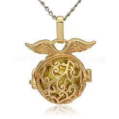 Golden Tone Brass Hollow Round Cage Pendants&nbsp;KK-J230-08G