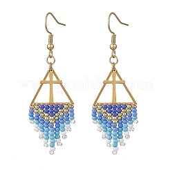 Glass Beads Braided Dangle Earrings&nbsp;EJEW-MZ00786-01