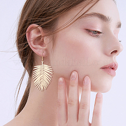 3 Pairs 3 Style Alloy Leaf Long Dangle Earrings for Women&nbsp;EJEW-AN0001-73