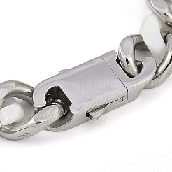 304ステンレススチールセラミックスキューバチェーンブレスレット（男性用）  ステンレス鋼色  8-1/2~8-5/8インチ（21.7~22cm）&nbsp;BJEW-B102-02P-01