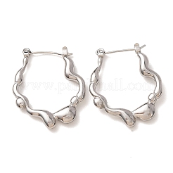 女性用304ステンレスフープピアス  ナゲット  ステンレス鋼色  32.5x25x4mm&nbsp;LS-SA-CBA7B26-02P