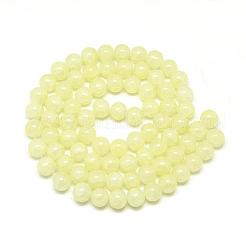 焼き絵の具、ひび割れガラスビーズの連  ラウンド  ベージュ  8mm  穴：1.3~1.6mm  約100個/連  31.4インチ&nbsp;DGLA-Q023-8mm-YS3