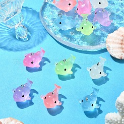 12Pcs 6 Colors Luminous Translucent Resin Pendants&nbsp;RESI-YW0001-85