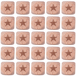 100Pcs Engraved Beech Wood Beads&nbsp;WOOD-PA0001-86A