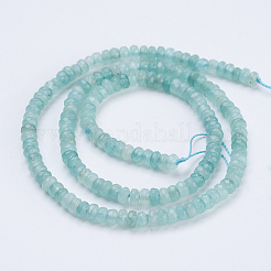 天然翡翠ビーズ連売り  多面カット  ロンデル  淡いターコイズ  4~4.5x2~2.5mm  穴：1mm  約150個/連  15.1インチ〜15.3インチ（38.5~39cm）&nbsp;G-P355-01B