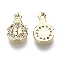 Brass Micro Pave Clear Cubic Zirconia Charms&nbsp;KK-S348-518-NF