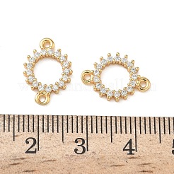 真鍮製マイクロパヴェクリアキュービックジルコニアコネクターチャーム  ニッケルフリー  リングリンク  18KGP本金メッキ  5x10.5x2mm  穴：1~1.2mm&nbsp;KK-Z136-67G