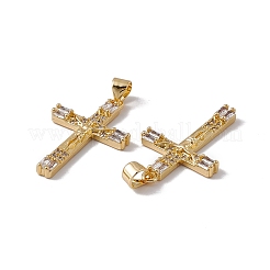 Brass Micro Pave Clear Cubic Zirconia Pendants&nbsp;KK-G439-32G
