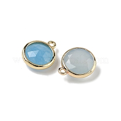Dyed Natural White Jade Faceted Flat Round Charms&nbsp;G-U028-03G-10