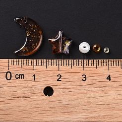 DIYジュエリー作りの発見キット  ガラス＆シードビーズ  ラウンド＆スター＆ムーン  コーヒー  2~16x2~12x3~7mm  穴：0.8~1.2mm&nbsp;DIY-R082-08