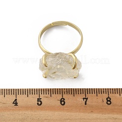 天然レモンクォーツ指輪  金色のトーン真鍮の指輪  ラックめっき  usサイズ8 1/2(18.5mm)&nbsp;RJEW-B122-01G-05