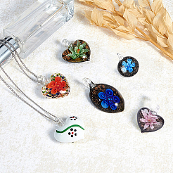 手作りランプワークペンダント  混合図形  ミックスカラー  27.5~50x20.5~33x10.5~16mm  穴：4~8mm&nbsp;LAMP-SC0001-01
